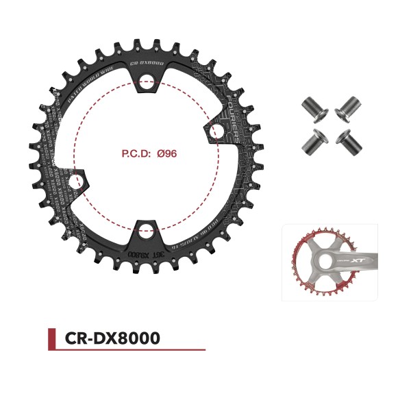 Plateau compatible Shimano XT M 8000 noir Ø96mm fouriers cr-dx8000 wave technology
